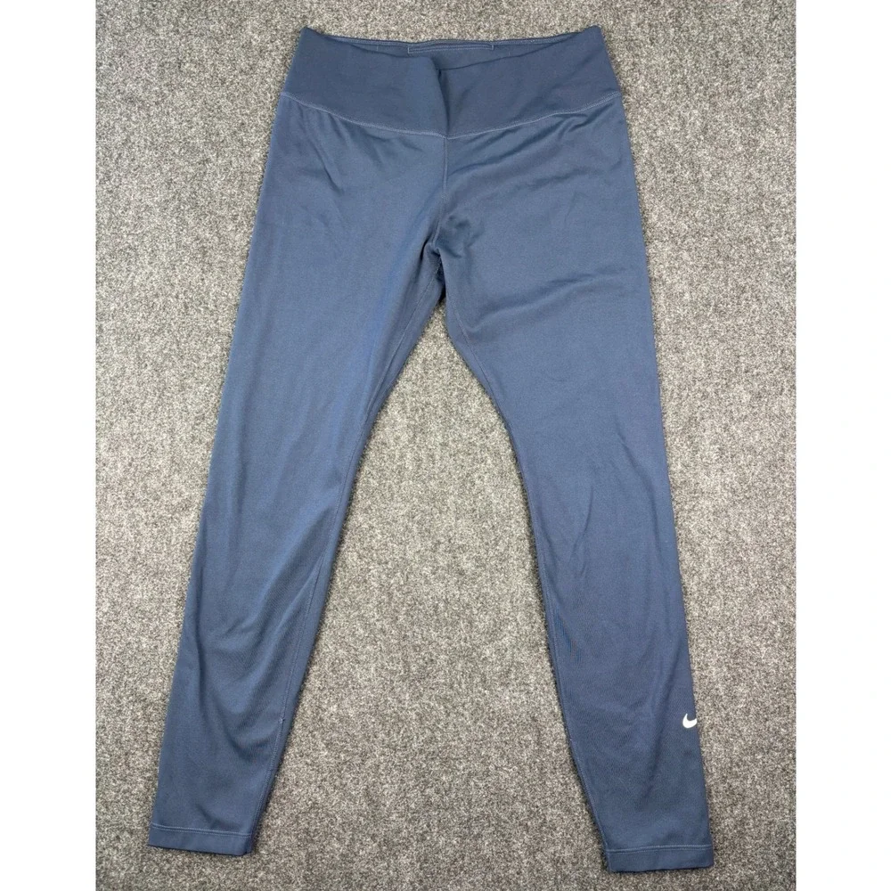 Nike Dri-FIT Womens Large Navy High Rise Leggings Hidden Pocket Athletic